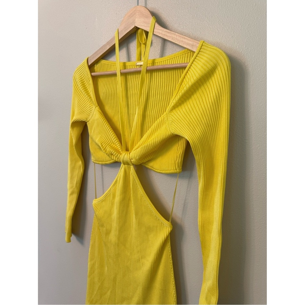 Cult Gaia Revolve Enzo Knit Cutout Midi Dress Tahdig Yellow Size S - Picture 5 of 9